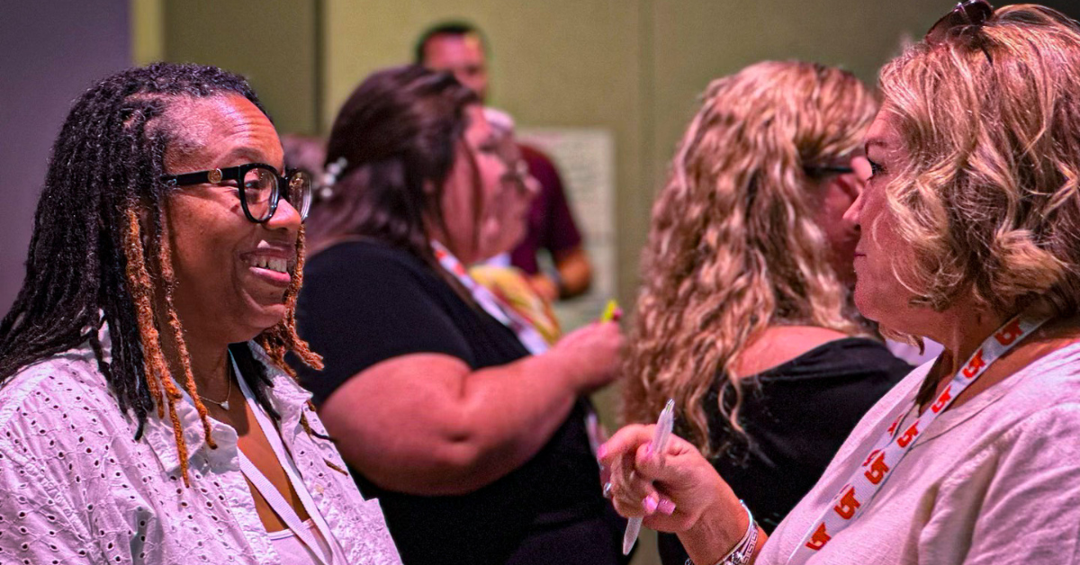 Educators engage in a collective leadership discussion